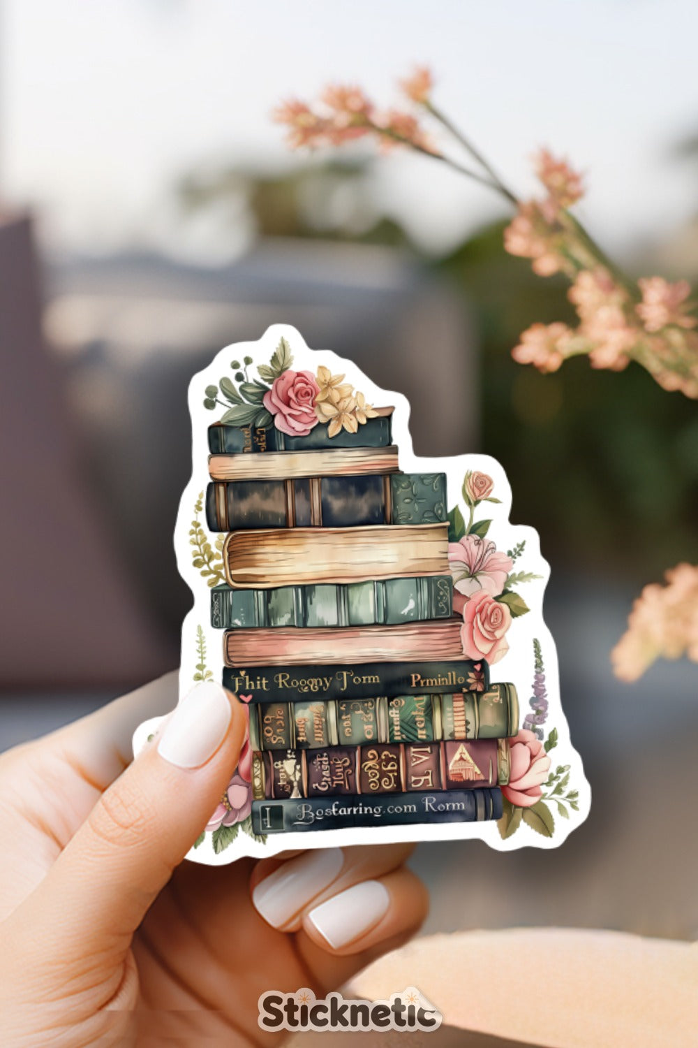 Beautifully Illustrated Decorative Bookstack Sticker product