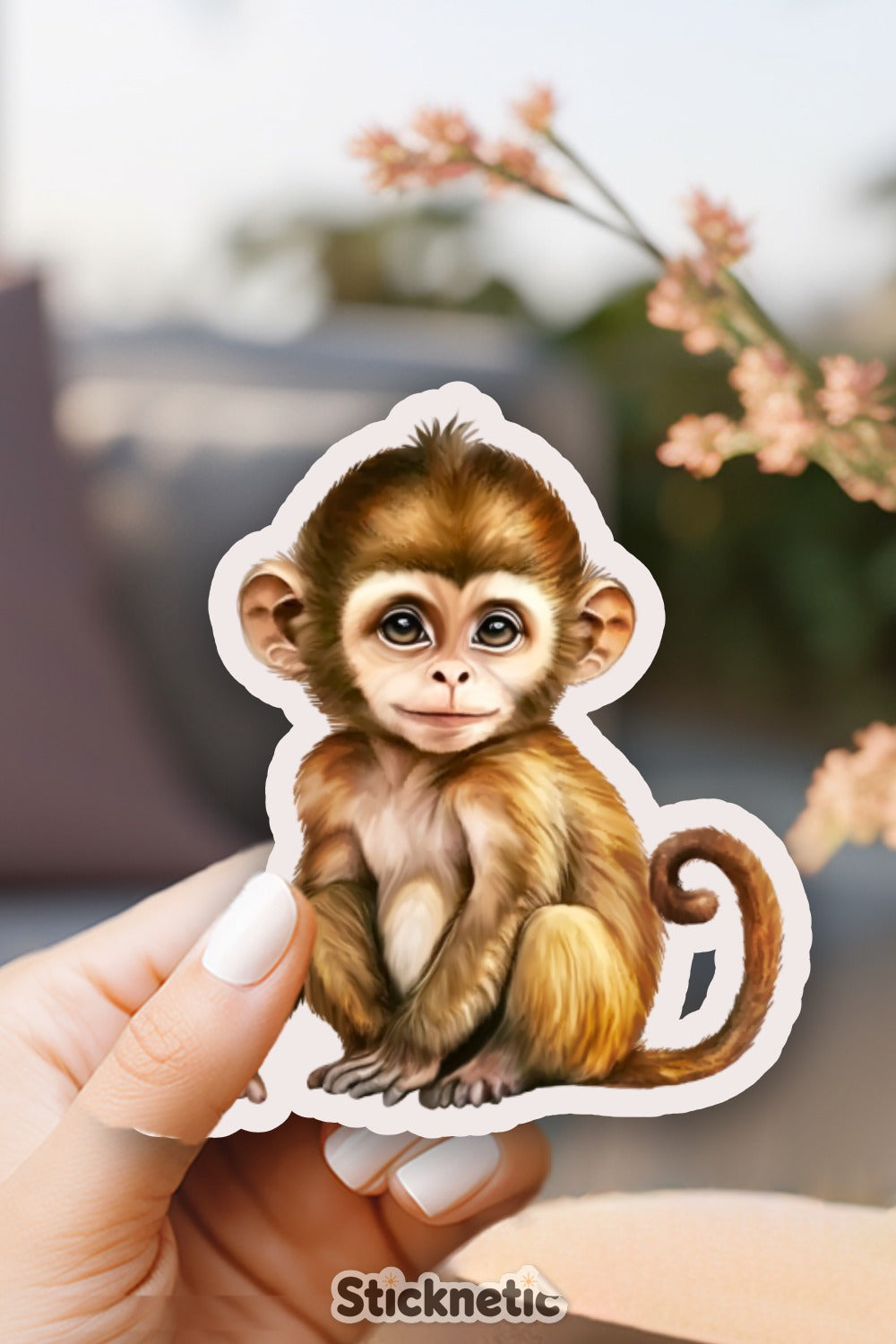 Cute Baby Monkey Holding Tail Sticker product