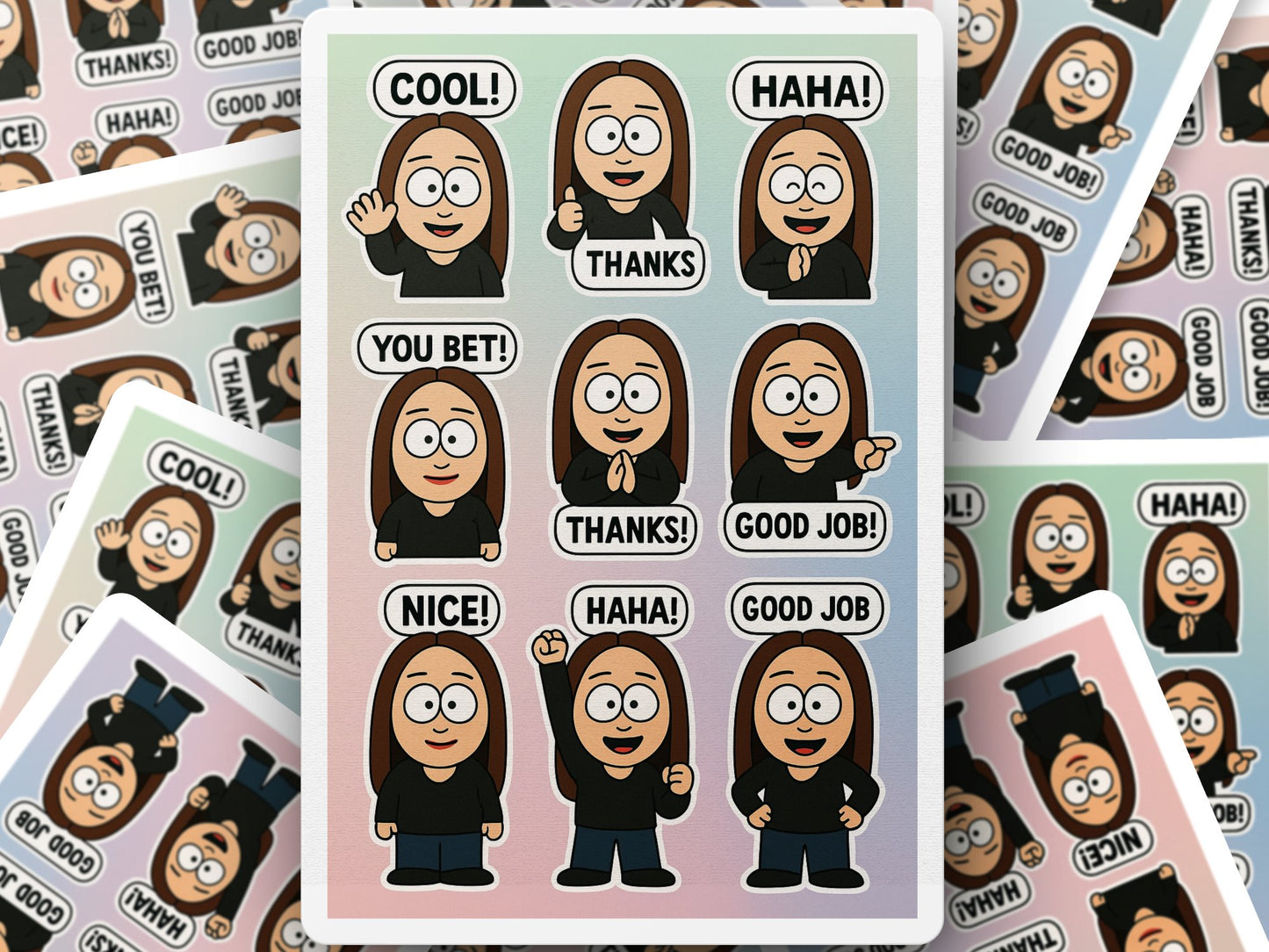 Emoji Cartoon Character Stickers, Cute Vinyl Decal Set, Laptop and Phone Accessories, Fun Gift Idea