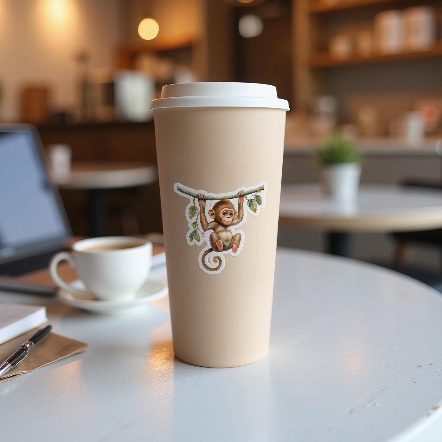 Cute Monkey Hanging Decoration on Beige Tumbler product type