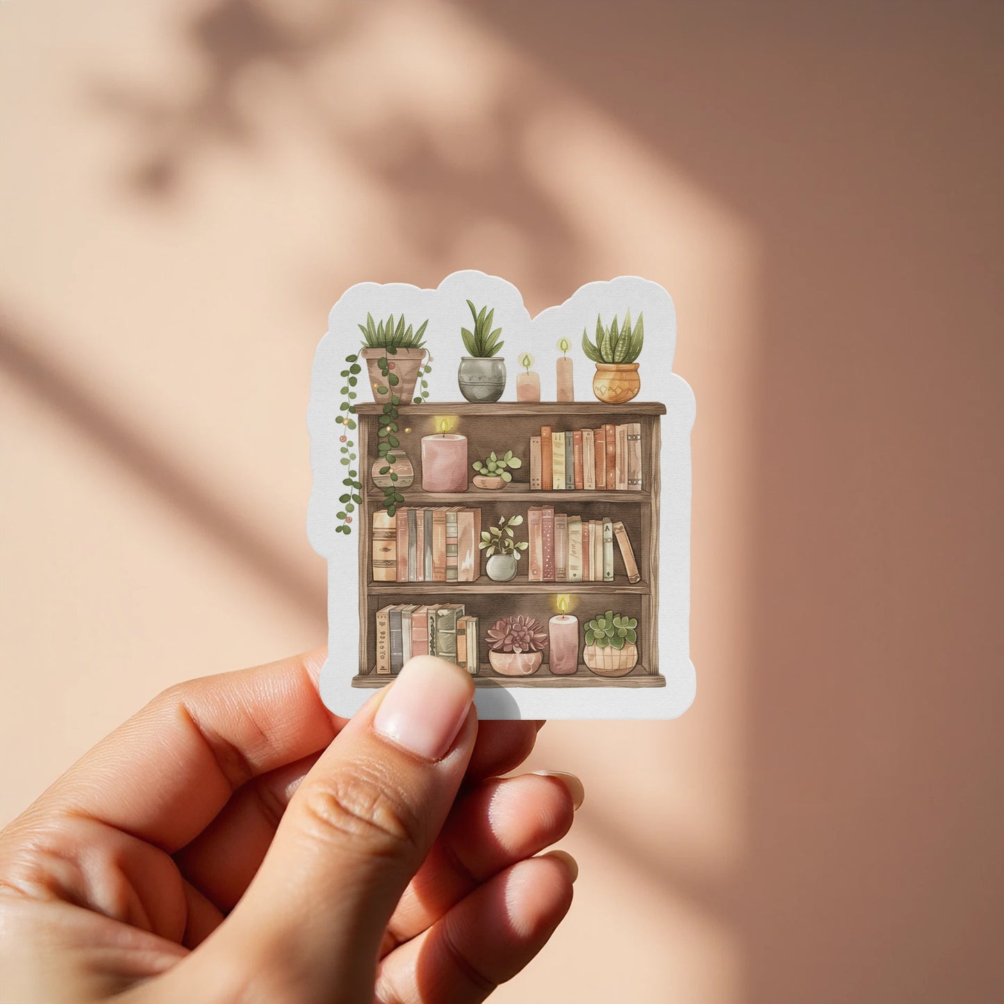 Cozy Bookshelf with Plants Sticker Product