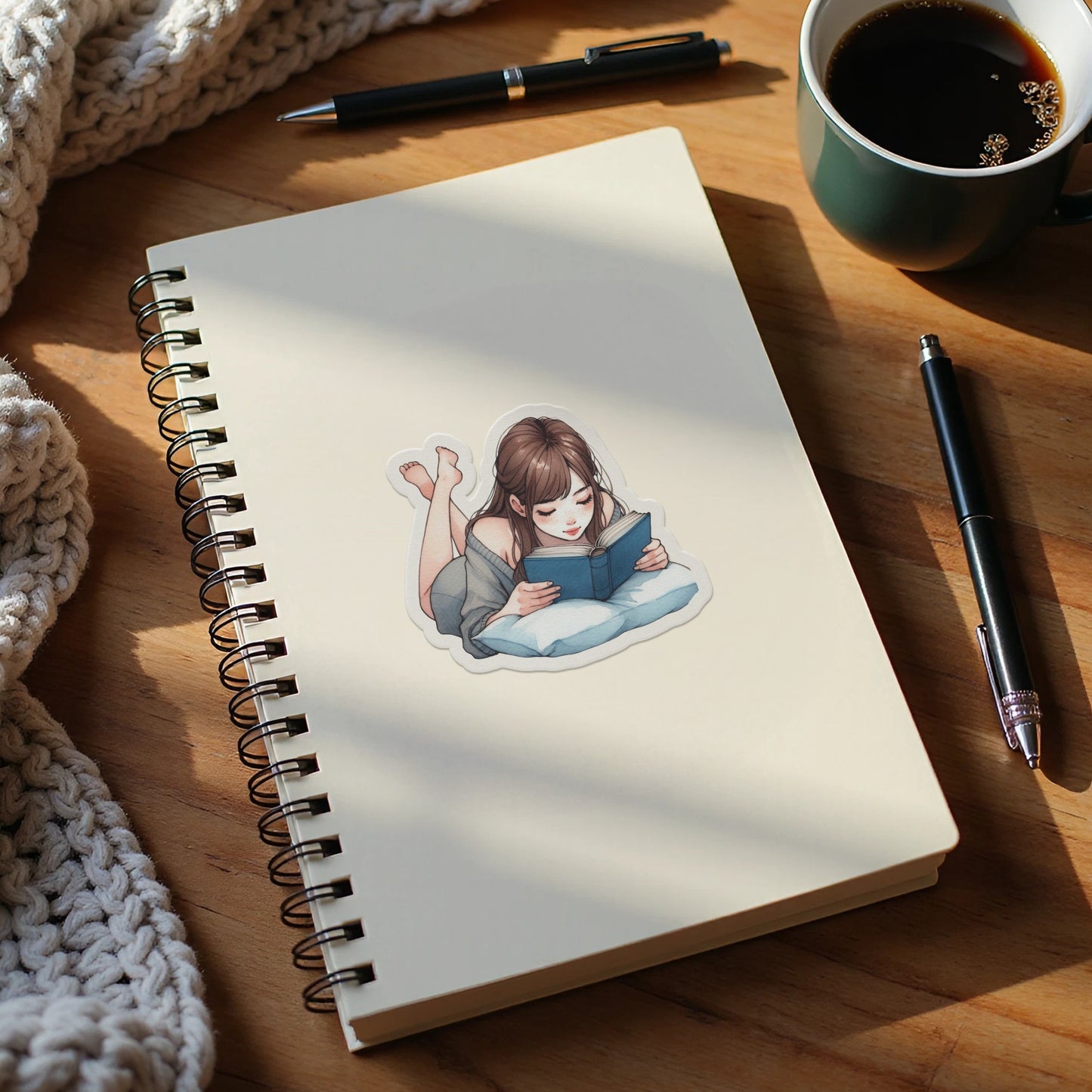 Illustrated Girl Reading on Notebook Cover product