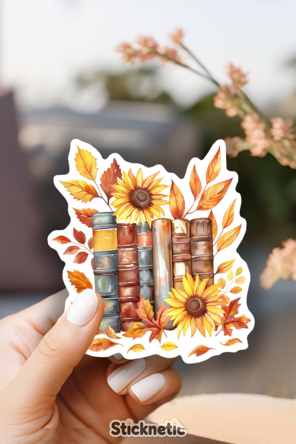 Fall Theme Sunflowers and Books Sticker product