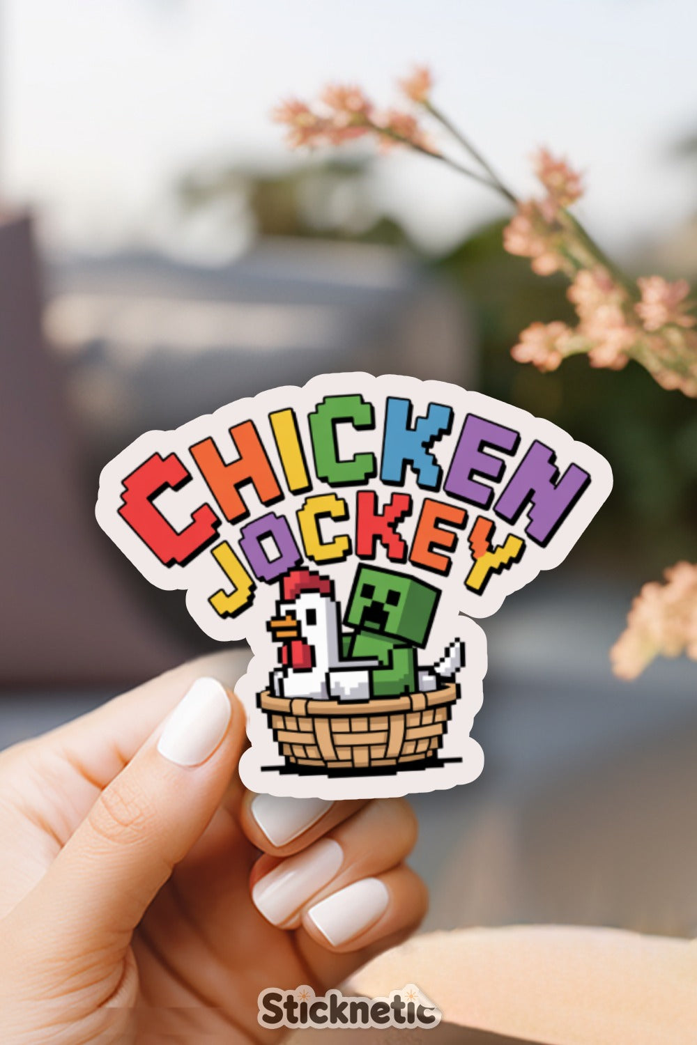 Colorful Chicken Jockey Game Inspired Sticker product