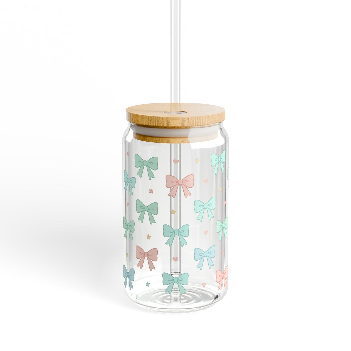 Colorful Butterfly Pattern Glass Water Bottle with Bamboo Lid, Eco-Friendly Reusable Drinkware