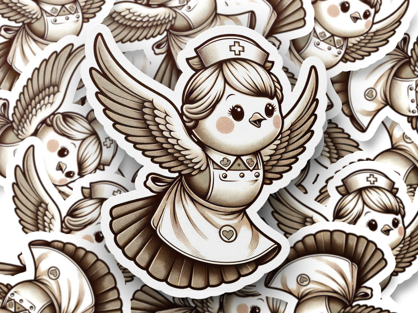 Vintage Angel Nurse Stickers, Retro Style Healthcare Vinyl Decals, Cute Medical Professional Gifts