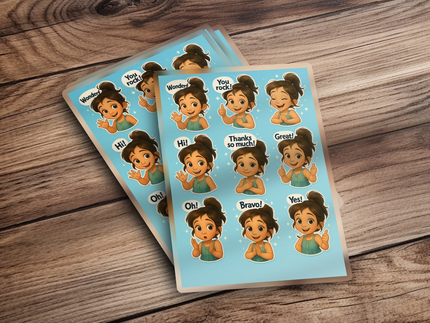 Cute Cartoon Girl Sticker Pack, Motivational Phrases, Kids Reward Stickers, Waterproof Vinyl, Bubble-Free