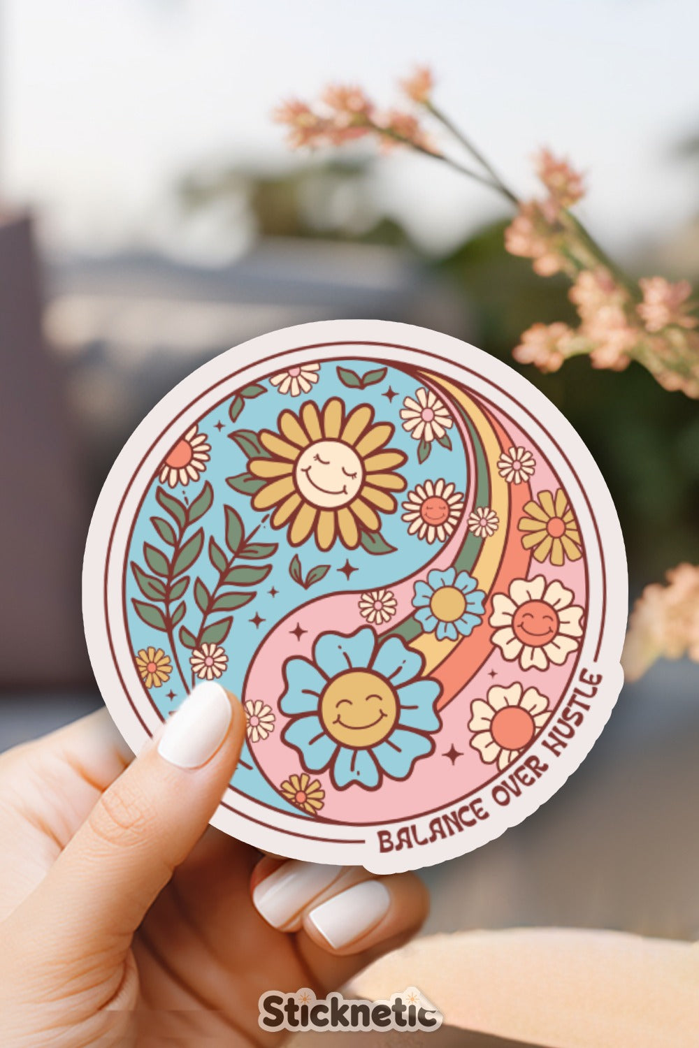 Balance Over Hustle Floral Sticker product