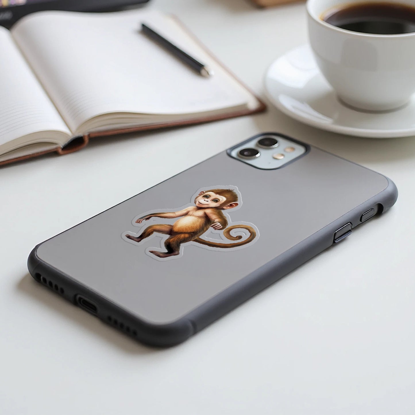 Cute Monkey Design Solid Color Phone Case product type