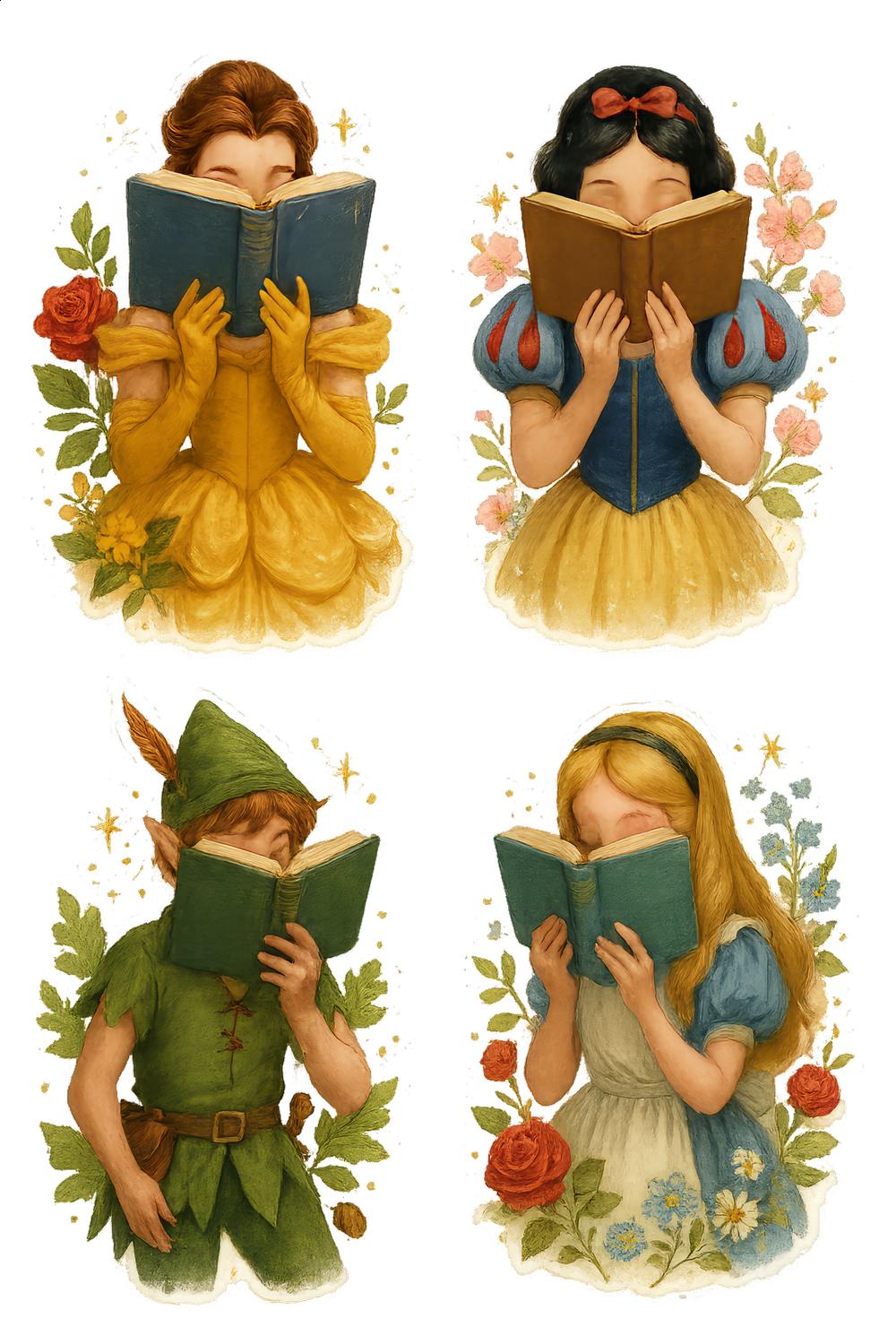 Vintage Fairy Tale Book Illustration Art Prints, Classic Children's Book Characters, Fantasy Wall Decor Set