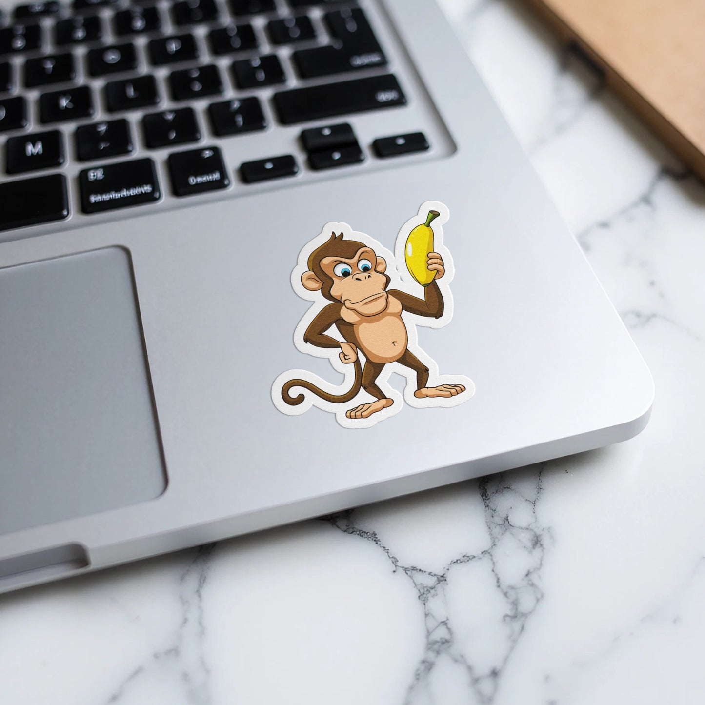 Playful Monkey With Banana Laptop Sticker product type
