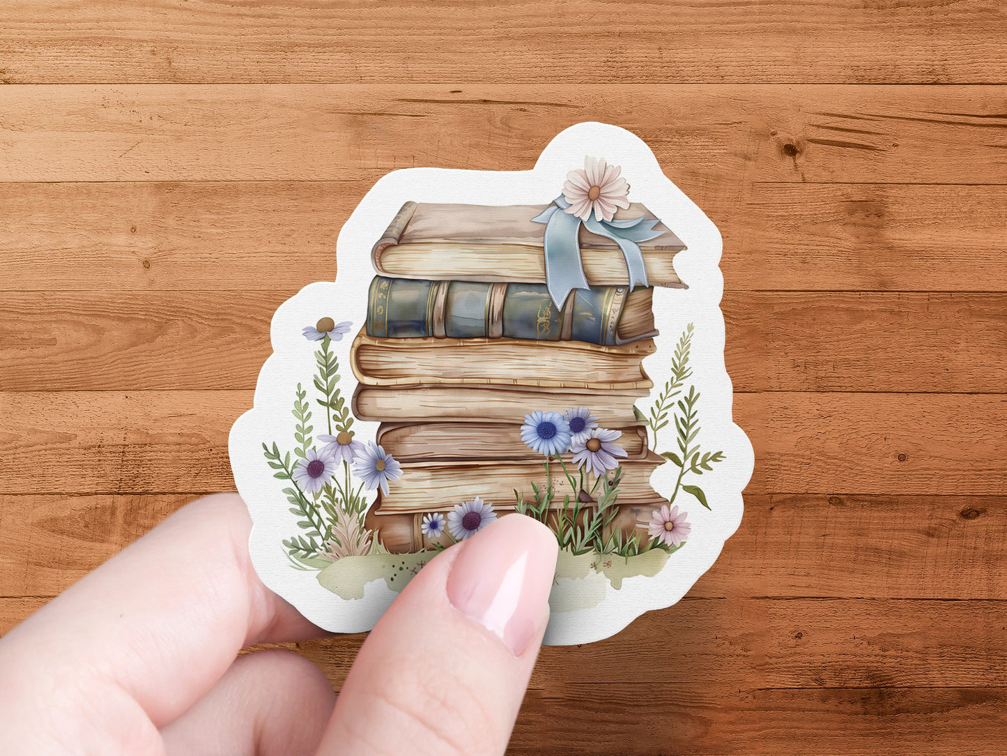 Vintage Books and Flowers Decorative Sticker product type