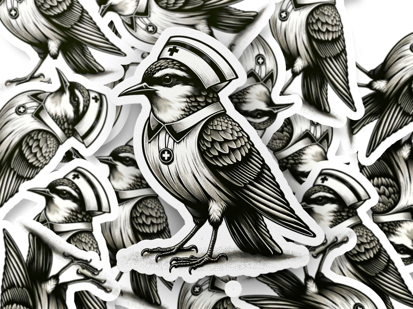 Nurse Bird Art Print, Vintage Style Bird Illustration, Medical Theme Wall Decor, Unique Nurse Gift Idea