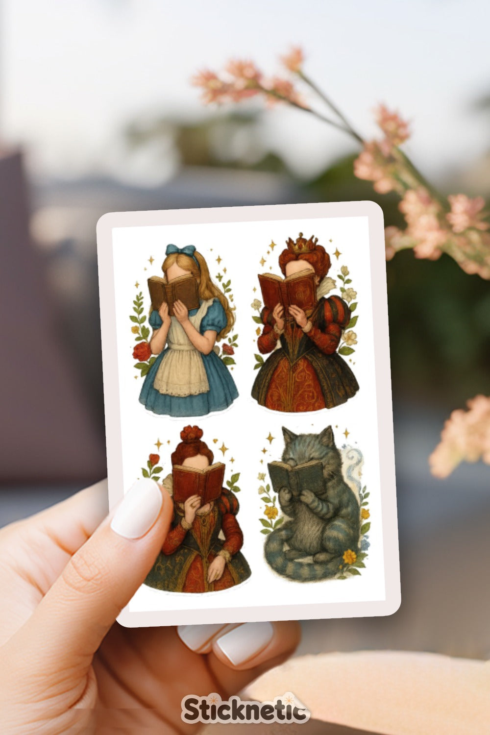 Whimsical Cat and Fox Reading Stickers, Cute Animal Illustration, Book Lover Gift, Planner Accessories, Kawaii Stationery, Die Cut Stickers