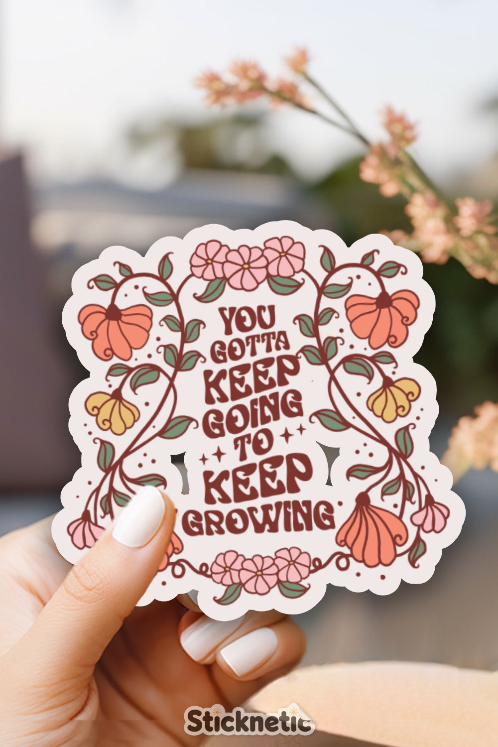 Motivational Floral Sticker Inspiring Quote Art product