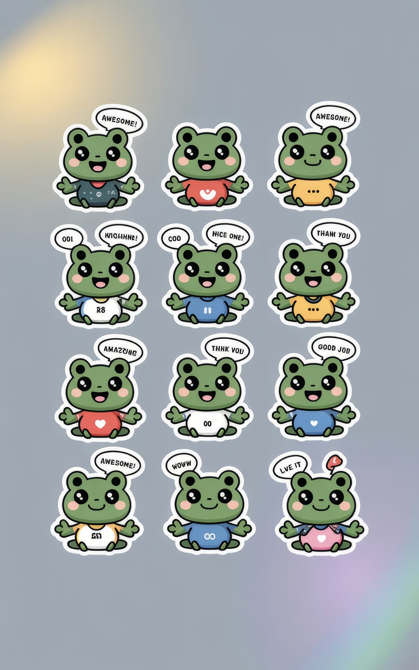 Cute Frog Stickers Set, Kawaii Froggy Thank You Decals, Adorable Animal Labels, Fun Stationery Accessories for Kids and Adults