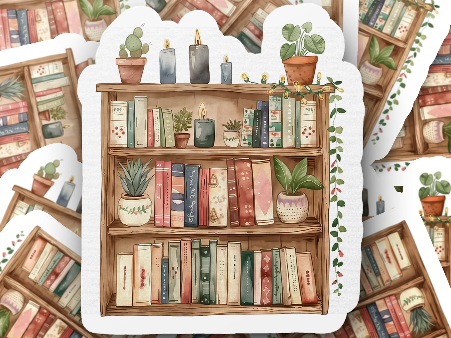Cozy Shelves with Books and Plants Sticker product