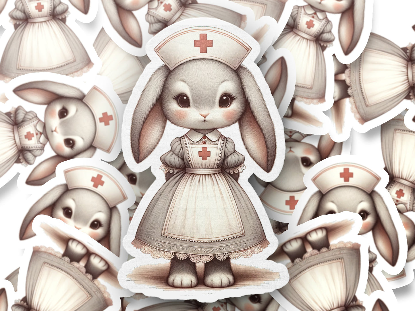 Nurse Bunny Stickers, Cute Rabbit Nursing Vinyl Decals, Healthcare Theme Decorations