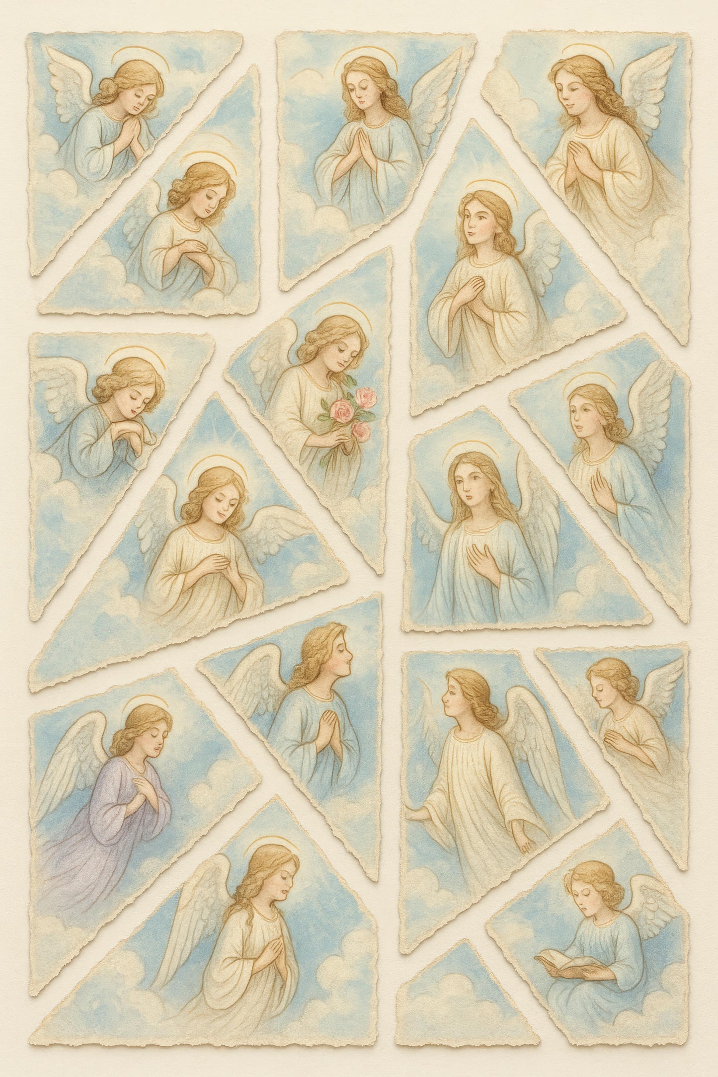 Vintage Angel Illustration Print, Classic Angelic Figures Art, Religious Wall Decor, Spiritual Gift Idea for Home
