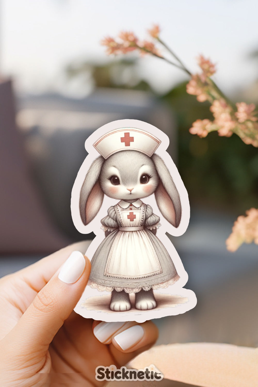 Cute Nurse Rabbit Sticker, Waterproof Vinyl Bunny Decal, Medical Theme, Adorable Nursing Gift, Kawaii Animal Stickers for Nurses