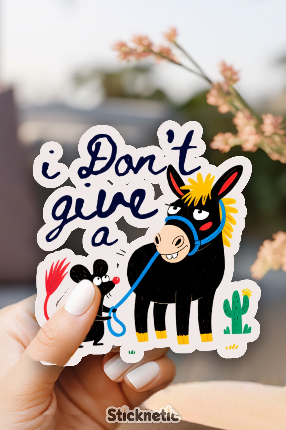 Funny Cartoon Donkey and Mouse Sticker product type