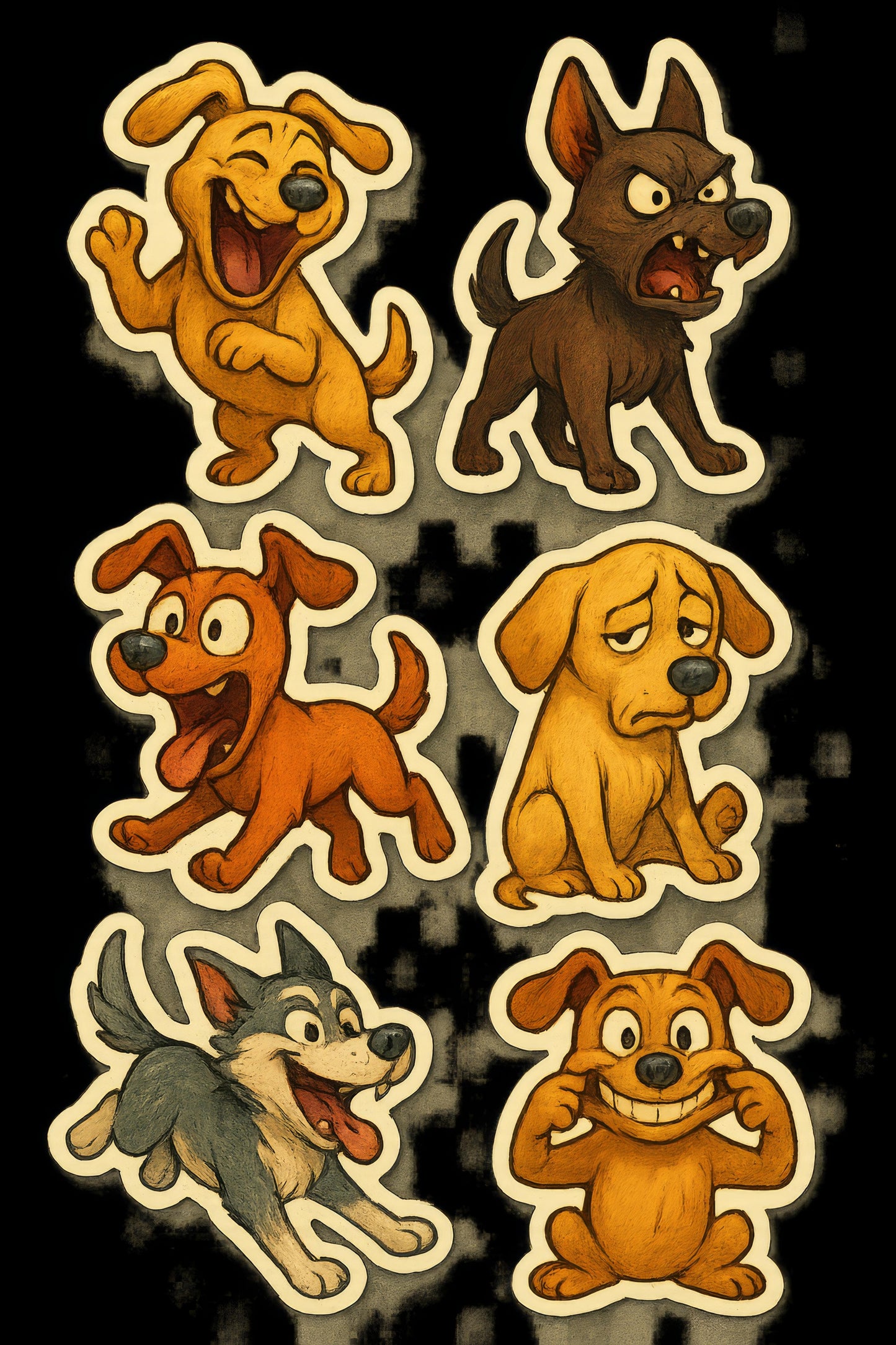 Cartoon Dog Stickers Set, Cute Animated Puppy Decals, Vinyl Sticker Pack for Kids and Animal Lovers