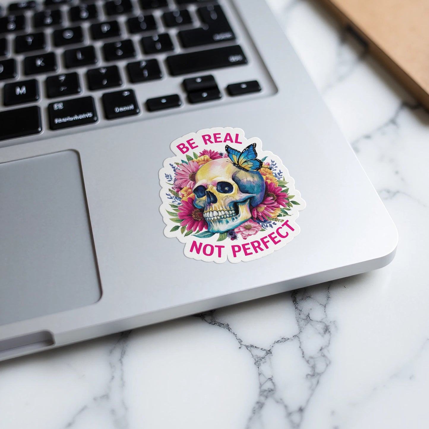 Be Real Not Perfect Skull Butterfly Colorful product