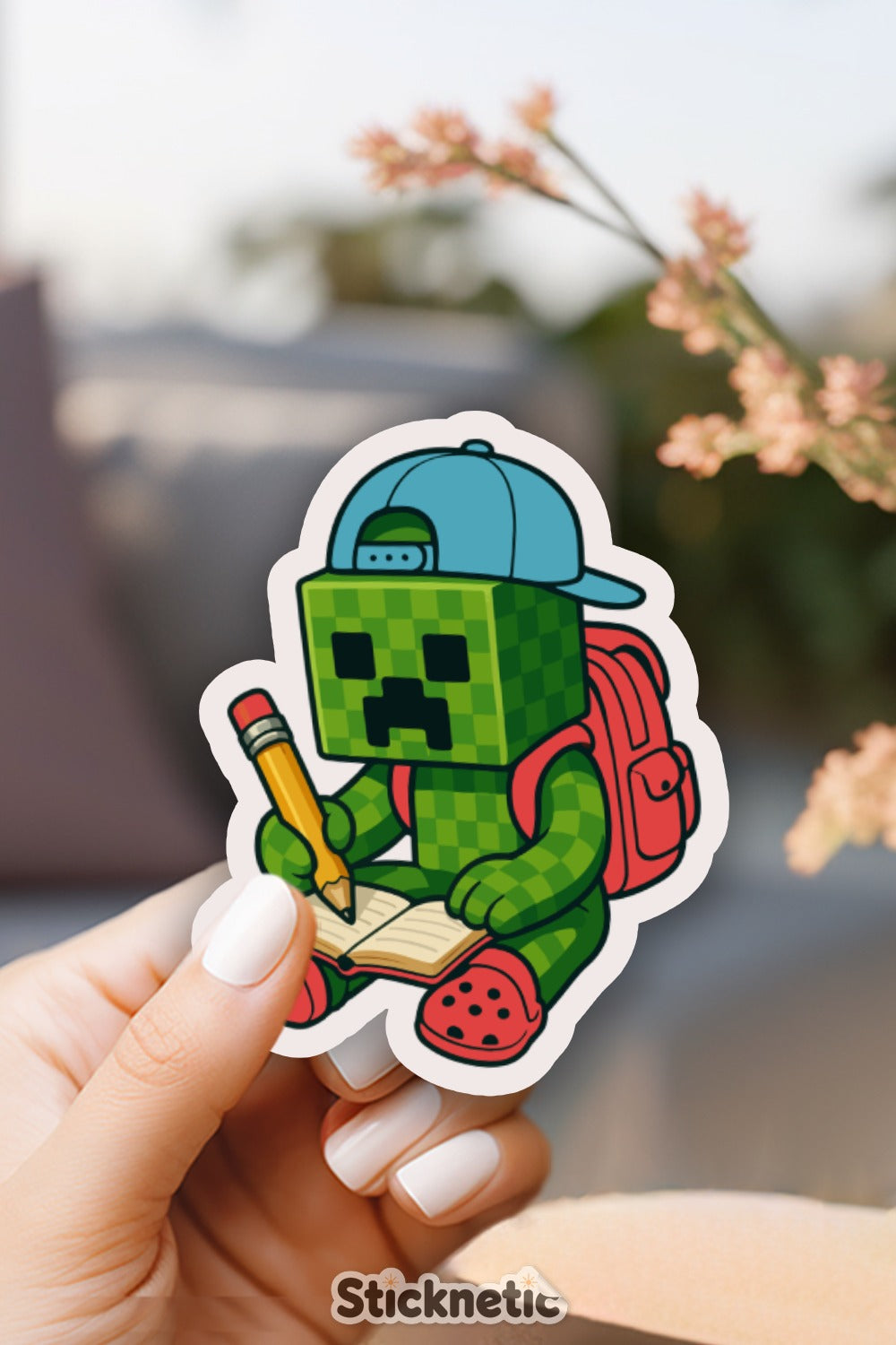 Fun Block Character with Pencil Sticker product