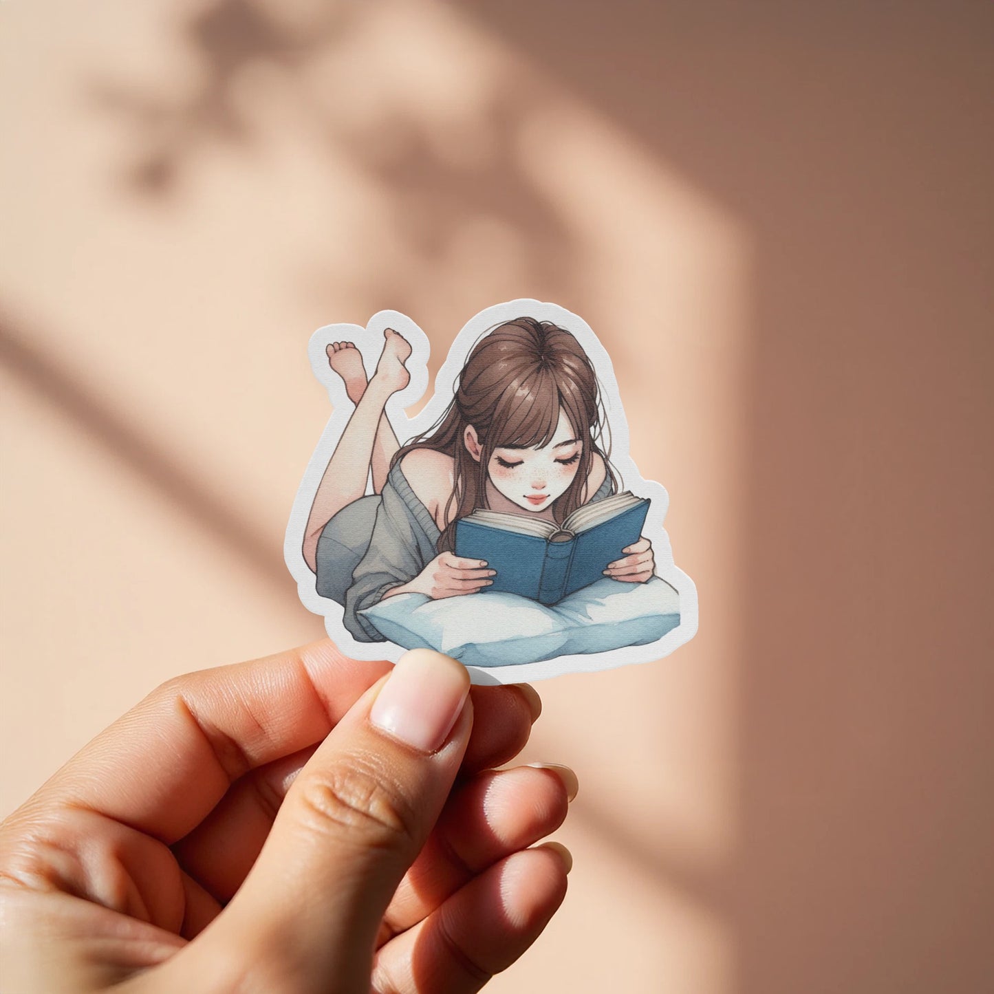 Relaxing Woman Reading Book Sticker product type