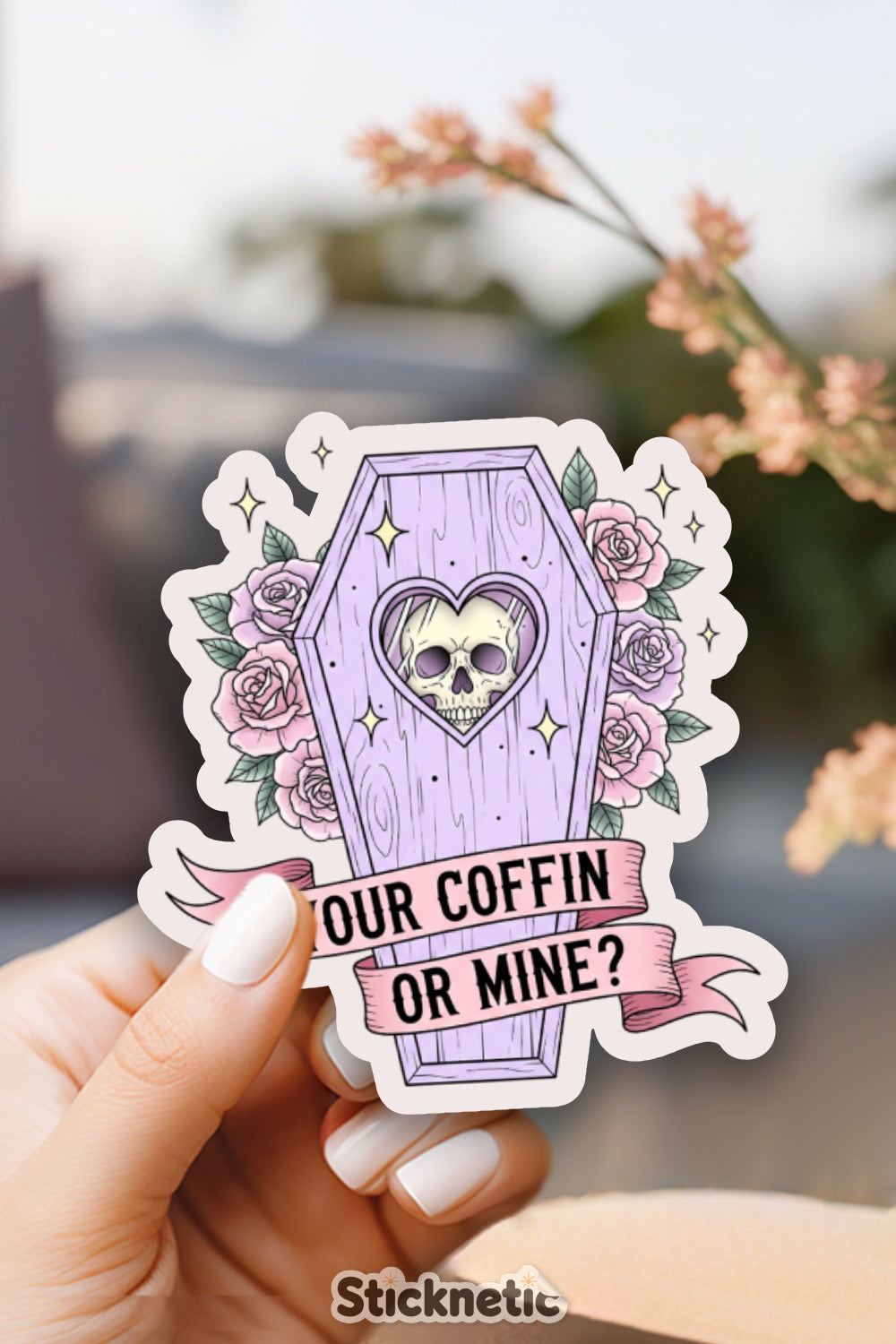 Unique Coffin With Skull Sticker Fun Product