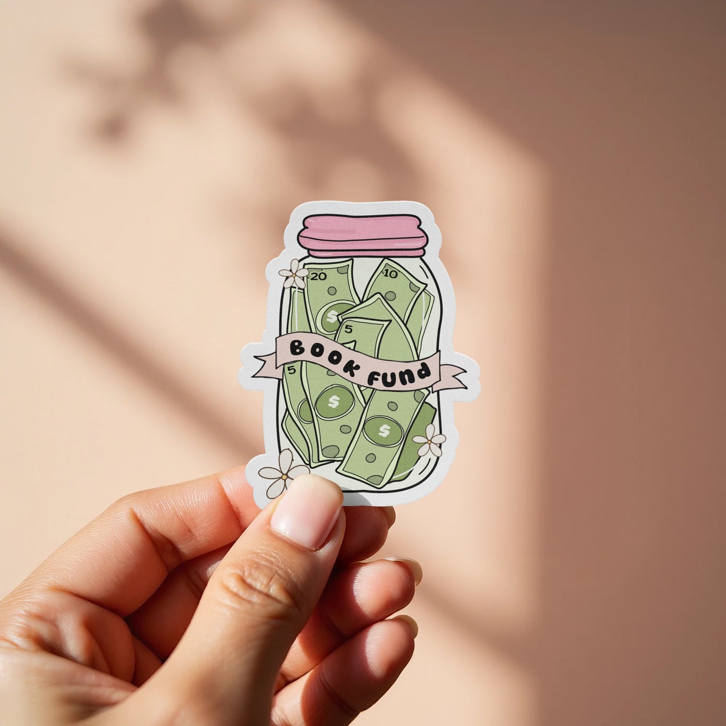Cute Money Jar Sticker with Book Fund Text product