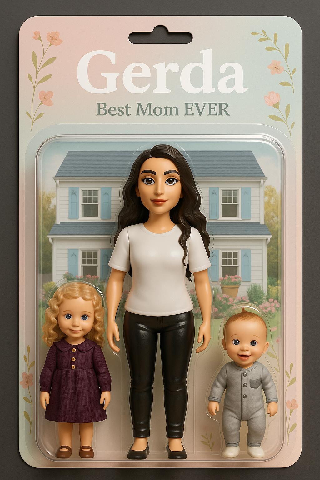 Custom Action Figurine Digital Toy - Mom & Kids with Your Home
