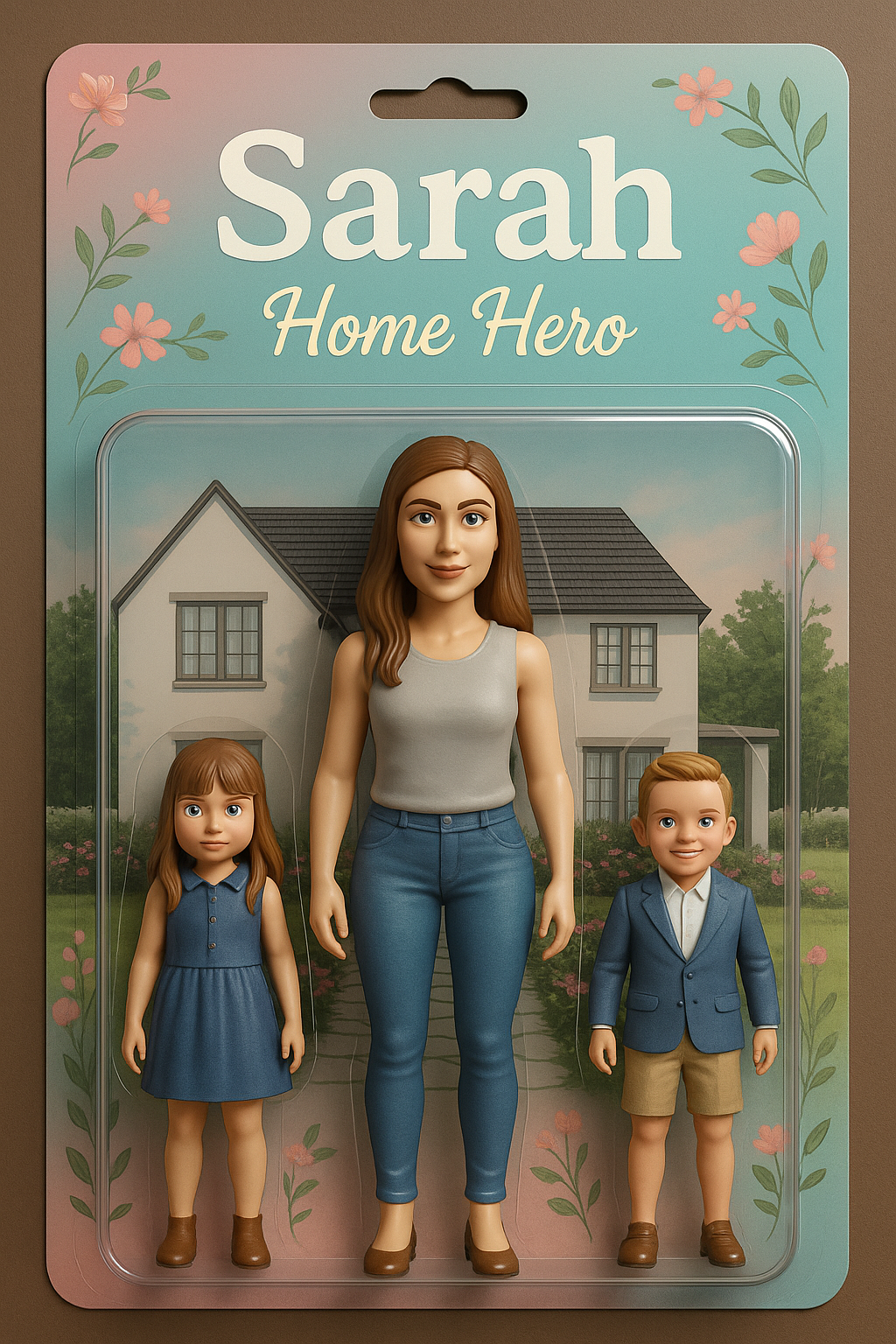 Custom Action Figurine Digital Toy - Mom & Kids with Your Home