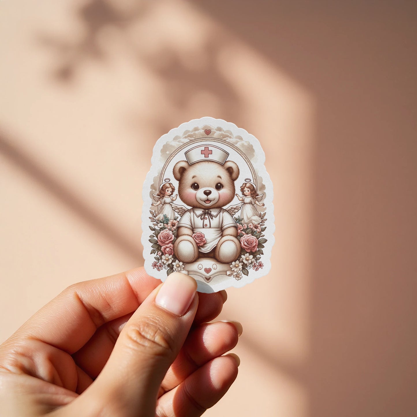 Cute Teddy Bear with Nurse Dress Sticker product