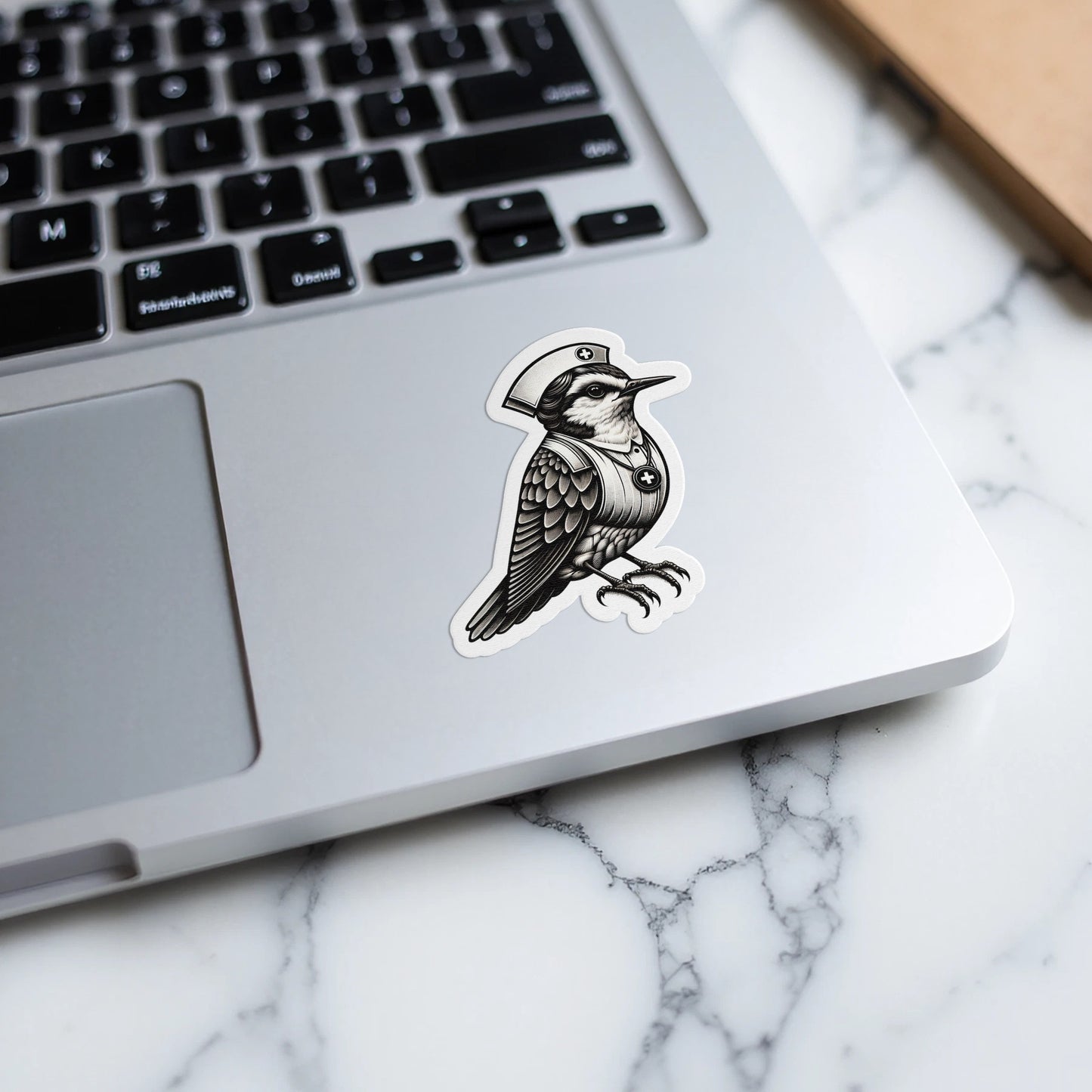 Vintage Sailor Bird Sticker, Nautical Laptop Decal, Waterproof Vinyl Car Decal, Unique Illustrated Bird Art Label, Gift for Nature Lovers