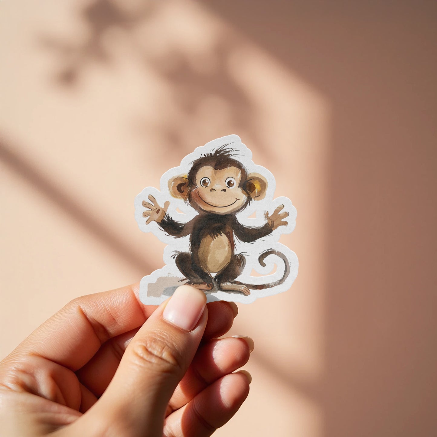 Cute Cartoon Monkey Sticker for Kids Fun product