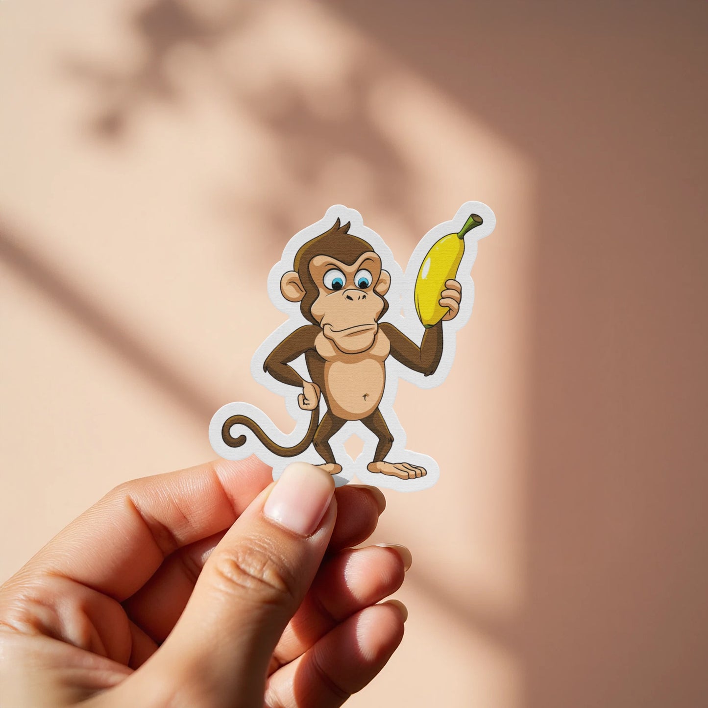 Adorable Cartoon Monkey with Banana Sticker product