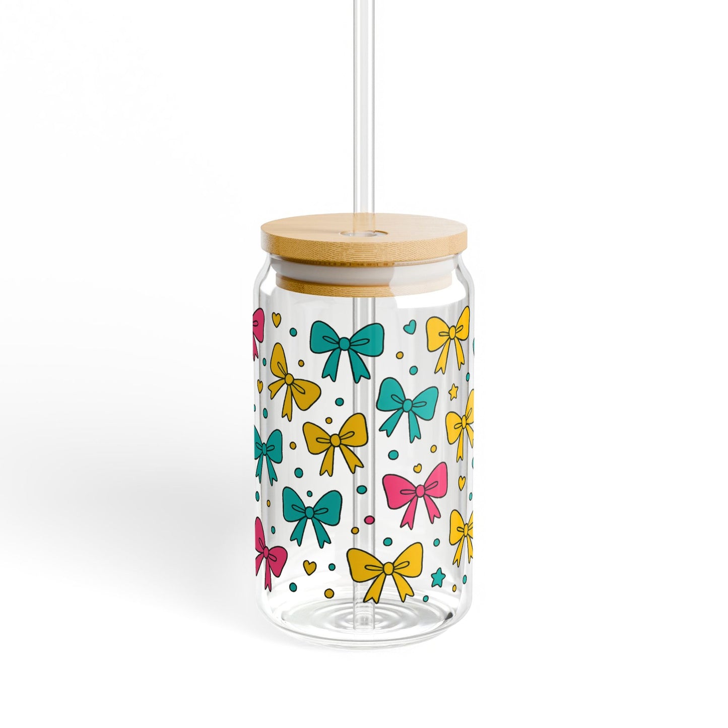 Colorful Butterfly Pattern Glass Jar with Bamboo Lid, Decorative Storage Container for Kitchen