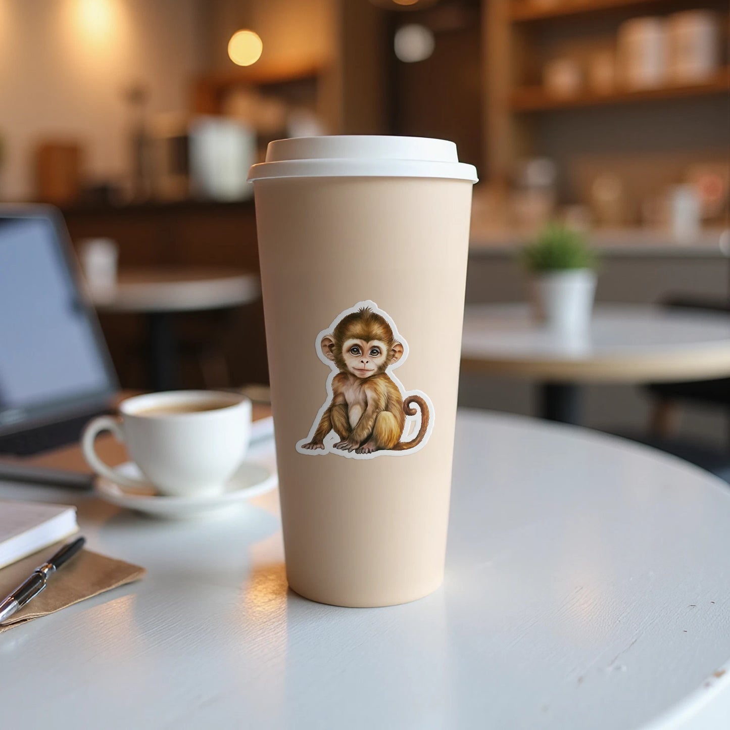 Cute Baby Monkey Sticker Coffee Travel Mug product type