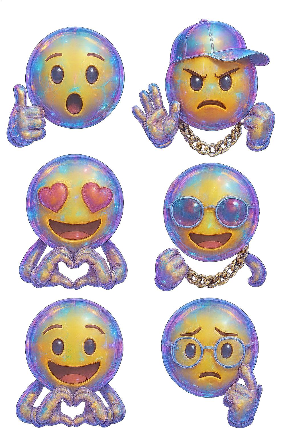 Holographic Emoji Stickers Set, Cool Reflective Vinyl Decals, Phone and Laptop Accessories, Cute Aesthetic Planner Stickers
