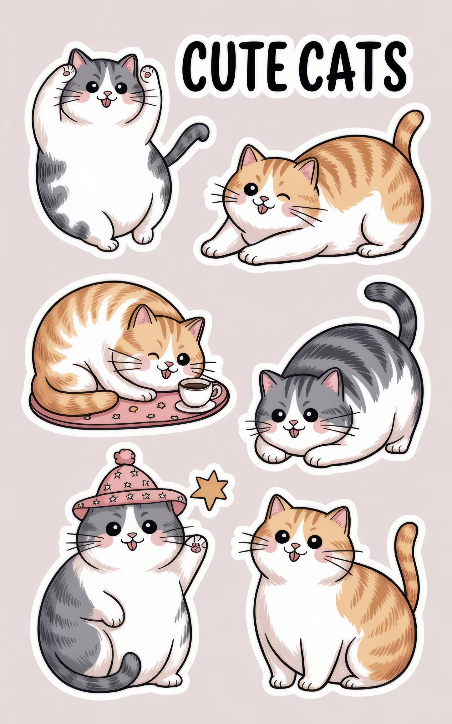 Cute Cat Stickers, Adorable Kitten Decals, Pet Lover Gift, Watercolor Cats, Planner Accessories, Cat Theme Decor