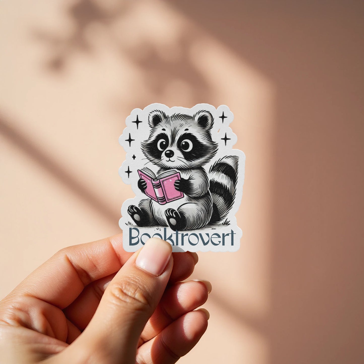 Cute Raccoon Reading Book Introvert Design Sticker product