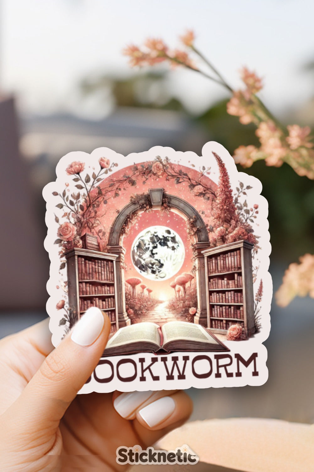 Dreamy Magical Bookworm Sticker for Literature Enthusiasts