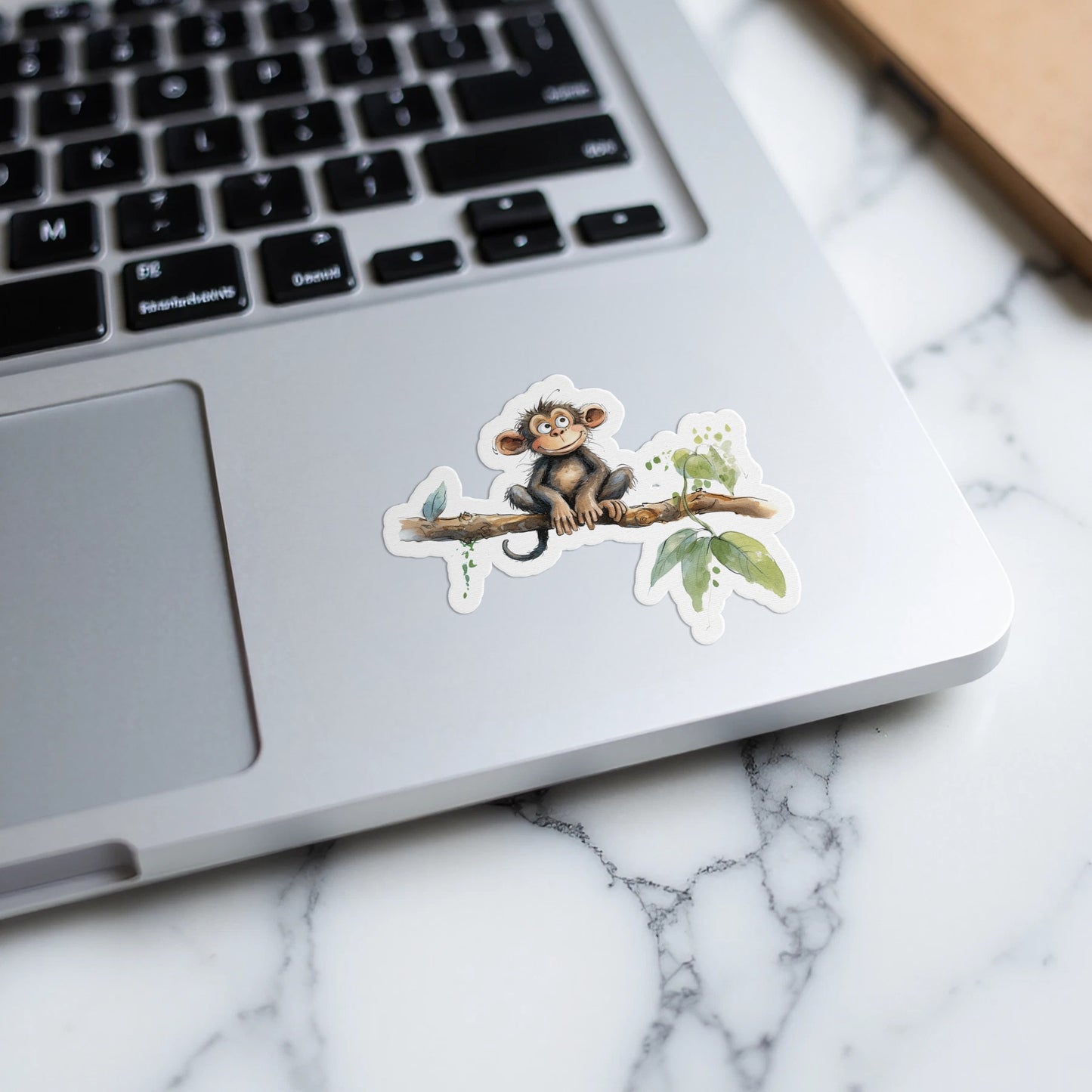 Adorable Monkey on Branch Vinyl Sticker product