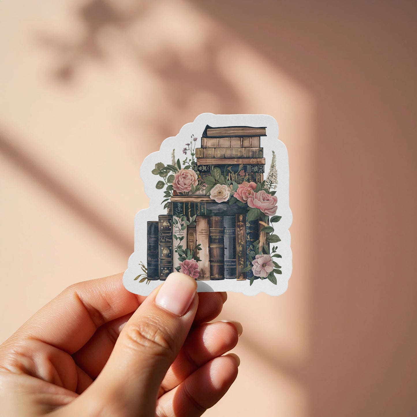 Vintage Books and Flowers Aesthetic Sticker product