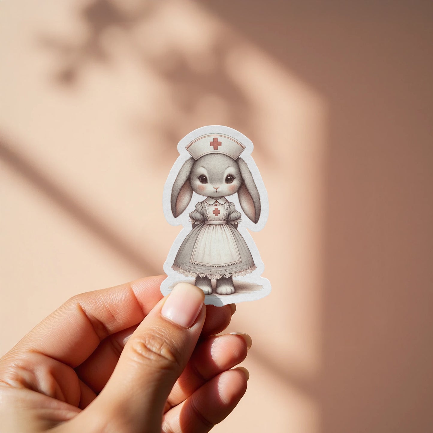 Nurse Bunny Sticker, Cute Rabbit Vinyl Decal, Medical Theme Durable Sticker for Laptops and Notebooks