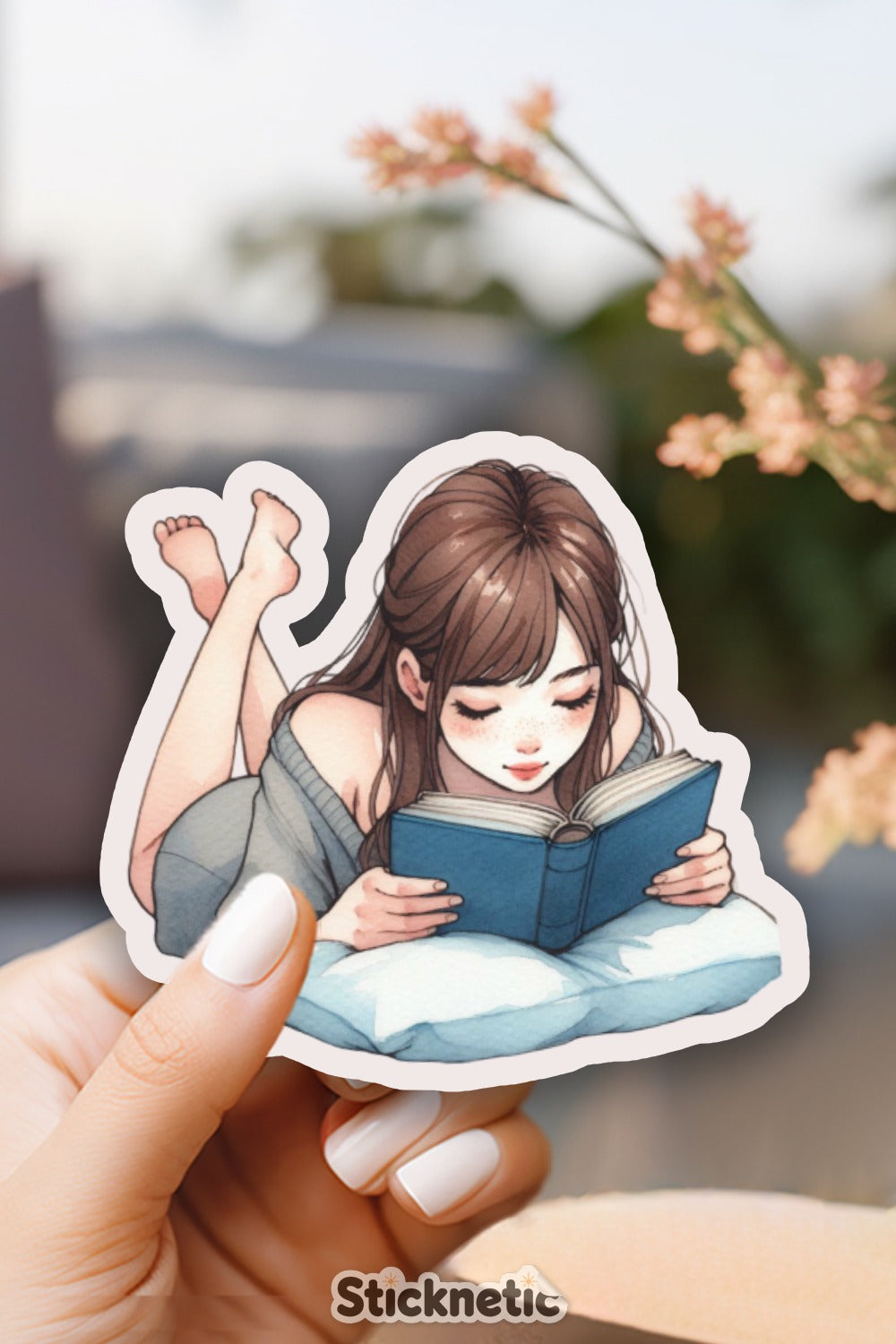 Reading Girl Anime Vinyl Sticker product