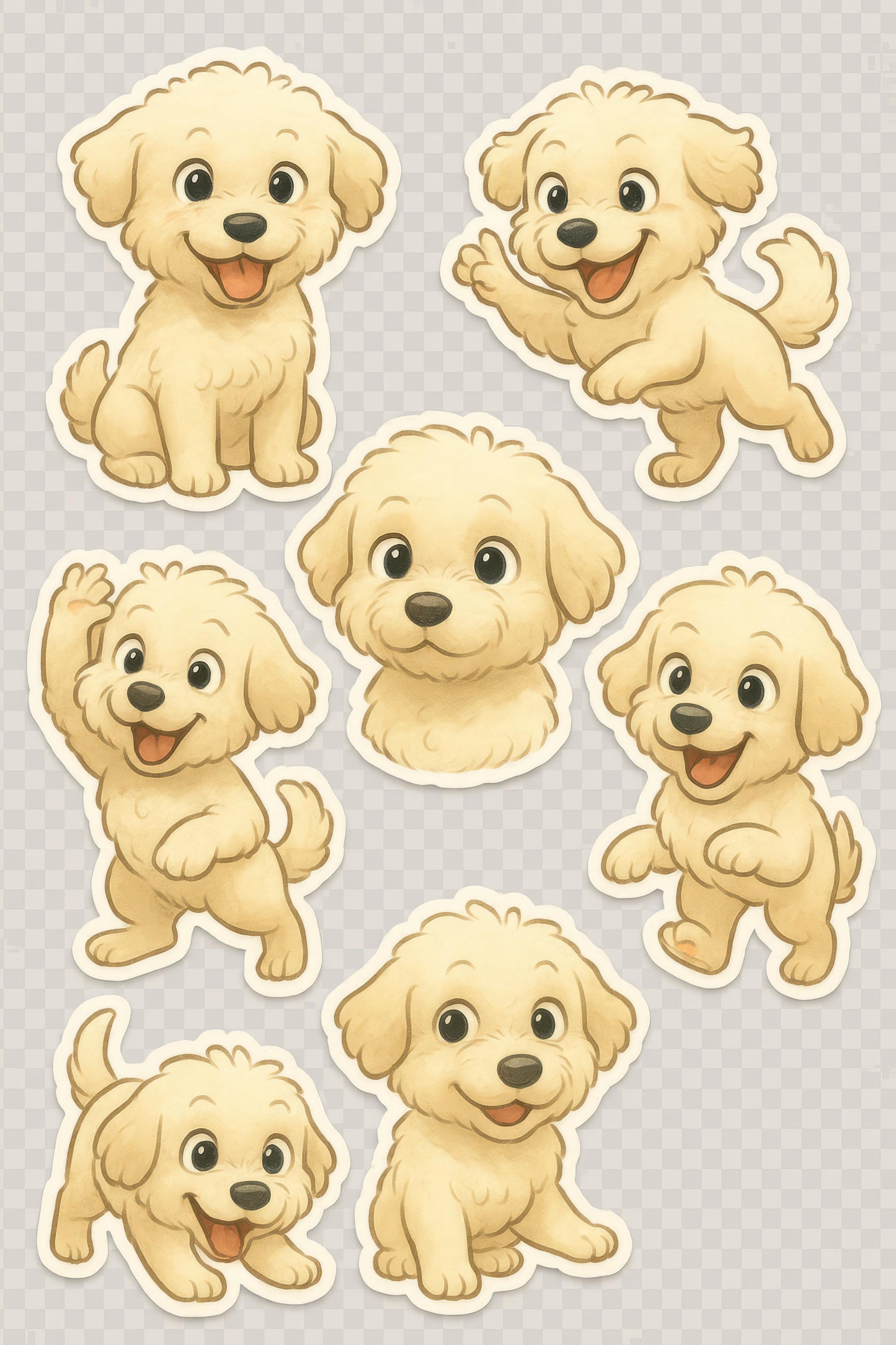 Cute Puppy Stickers Set, Adorable Cartoon Dog Decals, Pet Lover Gifts, Playful Poodle Puppies, Scrapbooking Essentials