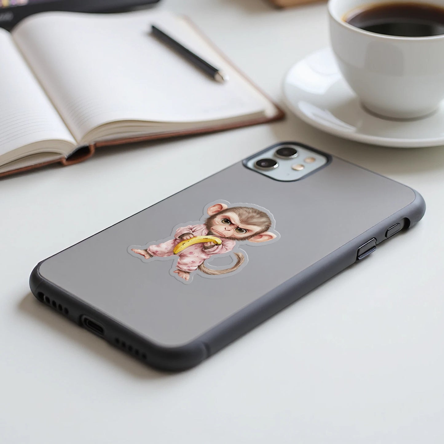 Adorable Monkey Eating Banana Design Phone Case product type