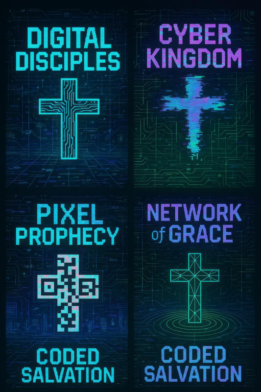 Neon Cross Wall Art, Digital Disciples, Cyber Kingdom, Pixel Prophecy, Network of Grace Decor